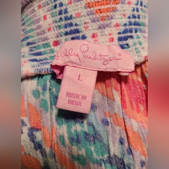 Lilly Pulitzer "Joelle" Off The Shoulder Tunic Dress, Printed Smocked | L - Picture 5 of 9